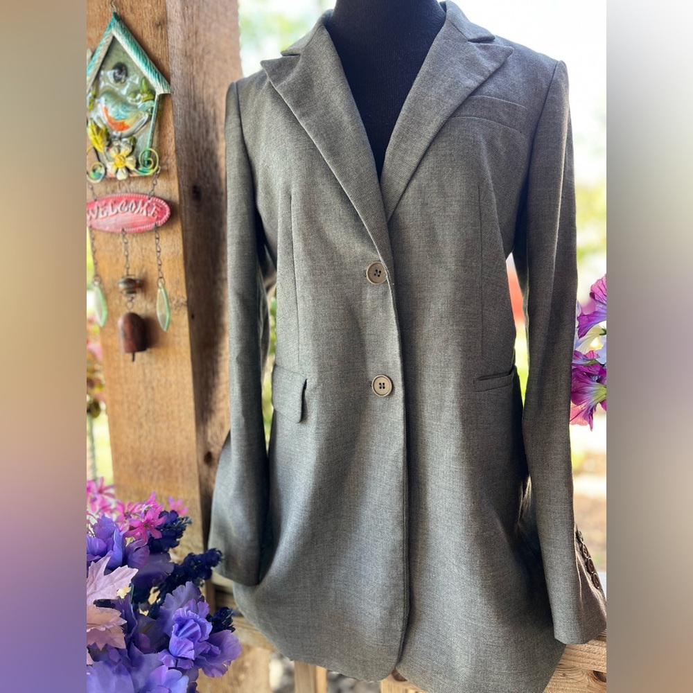Talbots Classic Grey Heather Two Button Lined Col… - image 1